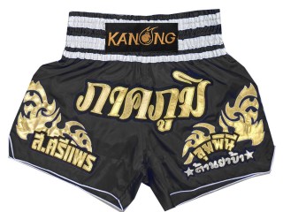 Personlig Thaiboxnings Shorts : KNSCUST-1249-Svart