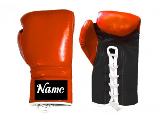 Anpassade boxningshandskar med snörning : Orange - Svart