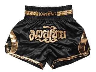 KANONG Muay Thai Shorts Sverige : KNS-144-Svart-Guld
