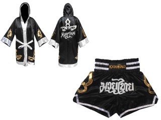 Personlig Muay Thai Boxningsrock + Muay Thai shorts: Set-143-Svart