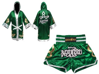 Personlig Muay Thai Boxningsrock + Muay Thai shorts: Set-143-Grön