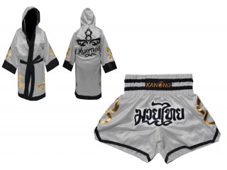 Personlig Muay Thai Boxningsrock + Muay Thai shorts: Set-143-Silver