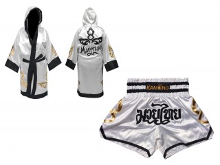 Personlig Muay Thai Boxningsrock + Muay Thai shorts: Set-143-Vit