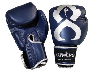 Kanong äkta läder boxning handskar "Thai Kick" : Marin/Silver 