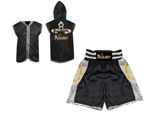 Personlig Boxning Gjorts / Hoodie + Boxningsshorts : KNCUSET-006-Svart 