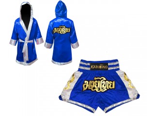 Personlig Muay Thai Boxningsrock + Muay Thai shorts: Set-141-Blå 