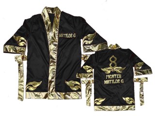 Kanong Muay Thai Fight Robe : KNFIRCUST-001-Svart-Guld