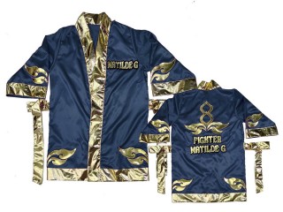 Kanong Muay Thai Fight Robe : KNFIRCUST-001-Marin-Guld