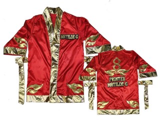 Kanong Muay Thai Fight Robe : KNFIRCUST-001-Röd-Guld