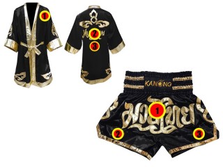 Personlig Muay Thai Boxningsrock + Boxningsshorts : Svart Lai Thai