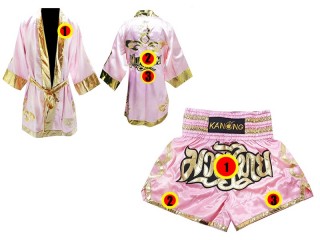 Personlig Muay Thai Boxningsrock + Boxningsshorts : Rosa Lai Thai