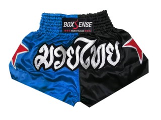 Boxsense Muay Thai Shorts : BXS-089-Blå-svart