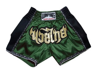 Retro Lumpinee Thaiboxningsshorts för barn : LUMRTO-003-mörkgrön