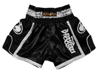 Retro Kanong Muay Thai Shorts för barn : KNSRTO-208-Svart