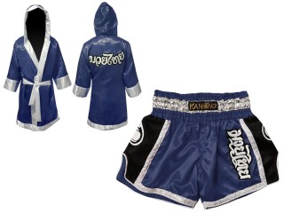 Kanong Muay Thai Morgonrock Robe + Kanong Boxningsshorts : marinblå