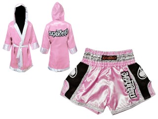 Kanong Muay Thai Morgonrock Robe + Kanong Boxningsshorts : rosa