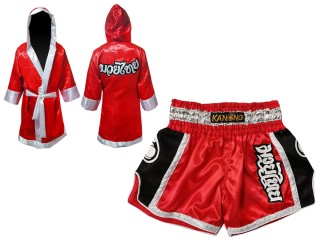 Kanong Muay Thai Morgonrock Robe + Kanong Boxningsshorts : Röd