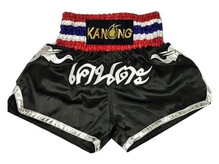 Personlig Muay Thai Shorts : KNSCUST-1010 Svart Elephant