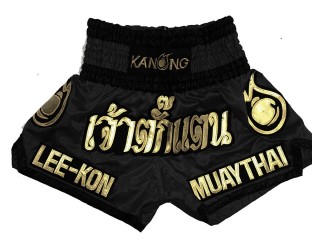 Personlig Thaiboxnings Shorts : KNSCUST-1018 Svart 