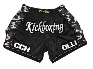 Personlig Muay Thai Shorts : KNSCUST-1025 Svart 