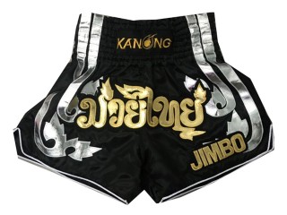 Personlig Muay Thai Shorts Thaiboxningsshorts  : KNSCUST-1062 Svart 