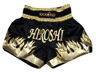 Personliga Muay Thai Shorts Herr : KNSCUST-1093 Svart 