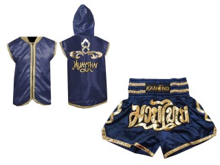 Personlig Muay Thai Boxning Gjorts / Hoodie + Boxningsshorts : marinblå Lai Thai