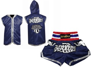 Personlig Muay Thai Boxning Gjorts / Hoodie + Boxningsshorts : marinblå Elefant