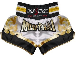 Boxsense Muay Thai Shorts : BXS-099-Vit-Svart