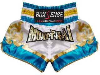 Boxsense Muay Thai Shorts : BXS-099-Vit-Himmelsblå 