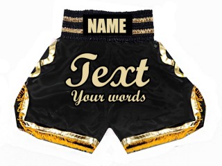 Personlig Boxning shorts : KNBSH-023-Svart-Guld