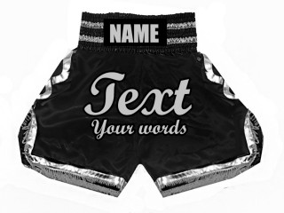 Personlig Boxning shorts : KNBSH-023-Svart-Silver