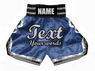 Personlig Boxning shorts : KNBSH-023-Marinblå-Silver