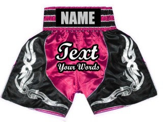 Personlig Boxning shorts : KNBSH-024-Mörkrosa-Svart