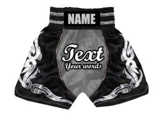 Personlig Boxningsshorts : KNBSH-024-Silver-Svart