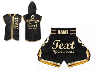 Personlig Boxning Gjorts / Hoodie + Boxningsshorts : Svart/Guld