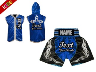 Personlig Boxning Huvtröjor / Hoodie + Boxningsshorts för barn : Blå