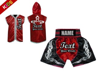 Personlig Boxning Huvtröjor / Hoodie + Boxningsshorts för barn : Röd