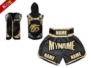 Personlig Boxning Huvtröjor / Hoodie + Boxningsshorts för barn : Svart