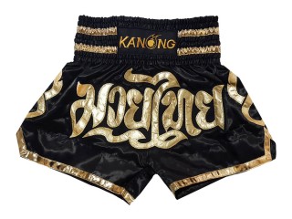 KANONG Muay Thai Shorts Sverige för barn : KNS-121-Svart-K