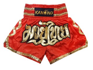 KANONG Muay Thai Shorts Sverige för barn : KNS-121-röd-K