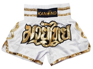 KANONG Muay Thai Shorts Sverige för barn : KNS-121-Vit-K