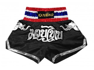 KANONG Muay Thai Shorts Sverige för barn : KNS-125-Svart-K