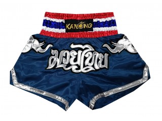 KANONG Muay Thai Shorts Sverige för barn : KNS-125-Marinblå-K