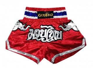 KANONG Muay Thai Shorts Sverige för barn : KNS-125-Röd-K