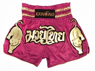 Kanong Tiger Muay Thai Shorts Boxningsshorts : KNS-135-Mörkrosa