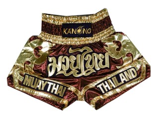 Kanong Muay Thai Shorts Boxningsshorts : KNS-136-Rödbrun