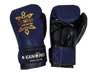 Kanong äkta läder boxning handskar : Marinblå/Svart