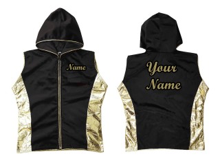 KANONG Muay Thai Boxning Gjorts / Hoodies / Walk in Jacket : Svart/Guld