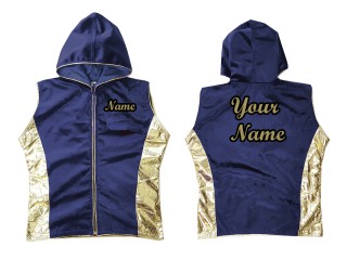 KANONG Muay Thai Boxning Gjorts / Hoodies / Walk in Jacket : Marinblå/Guld